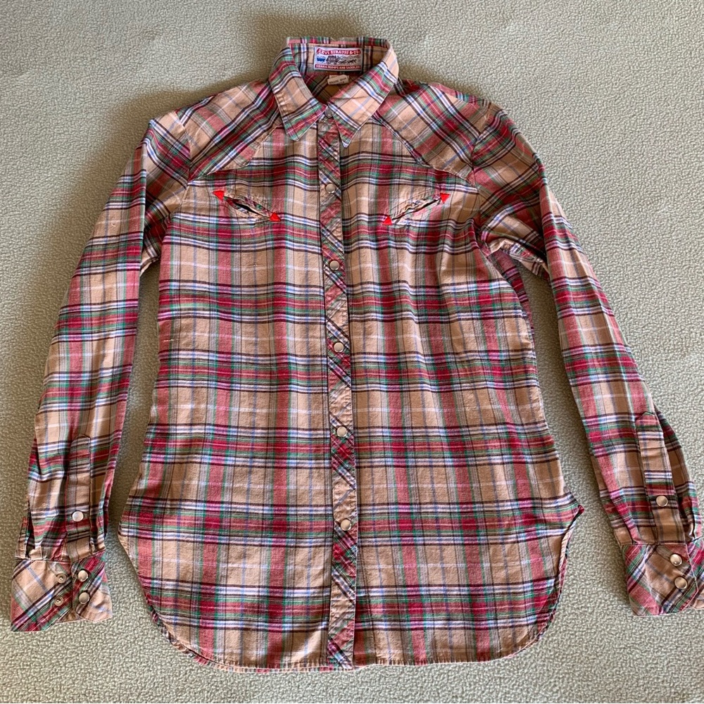 Vintage Medium Women’s Levi Strauss Sierra Humps Saddlery Pearl Snap Western Top